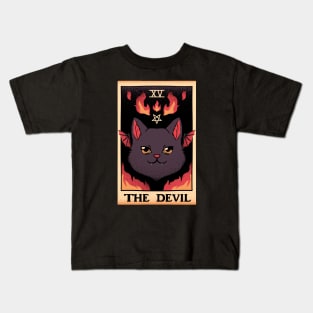 The Devil Cat Tarot Card by Tobe Fonseca Kids T-Shirt